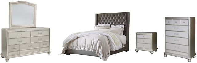 Signature Design by Ashley® Coralayne 5-Piece Gray King Upholstered Bed Set