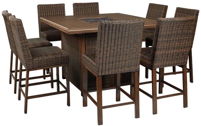 Signature Design by Ashley® Paradise Trail 9-Piece Medium Brown Outdoor Dining Set