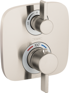 Hansgrohe Ecostat E Brushed Nickel Thermostatic Trim with Volume Control and Diverter