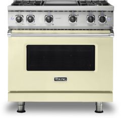 Viking® 5 Series 36" Vanilla Cream Pro Style Natural Gas Range with 12" Griddle