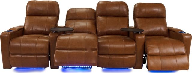 RowOne Prestige Home Entertainment Seating Brown 4-Chair Row with Loveseat 1