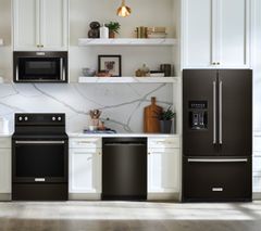 KitchenAid 4 Piece Kitchen Package with a 26.8 Cu. Ft. Black Stainless Steel with PrintShield™ Finish French Door Refrigerator