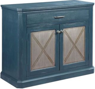 Hammary Hidden Treasures Blue Metal Rivet Door Cabinet