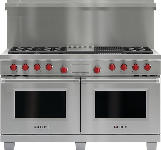 Wolf® 60" Stainless Steel Pro Style Dual Fuel Range 1