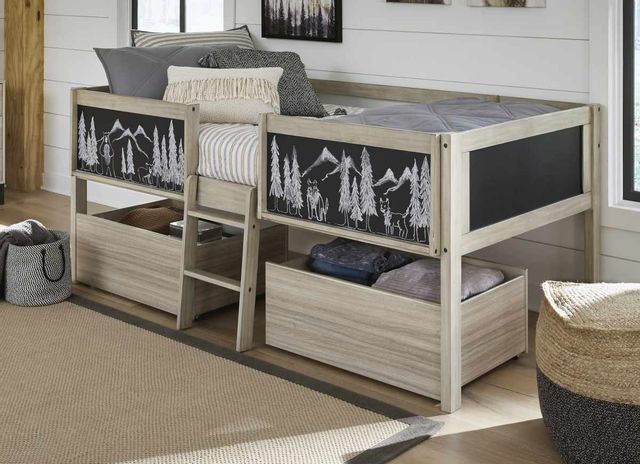 Signature Design by Ashley® Wrenalyn Beige/Black Twin Loft Bed and Storage 7