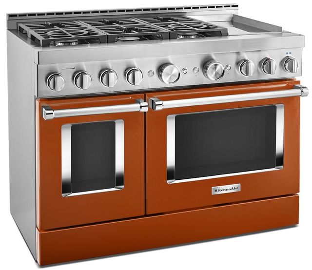KitchenAid® 48" Scorched Orange Smart Commercial-Style Gas Range with Griddle 3