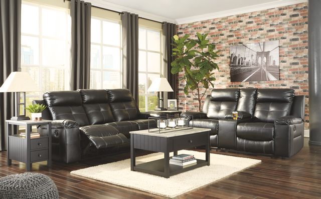 Signature Design by Ashley® Kempten Black Reclining Sofa 6