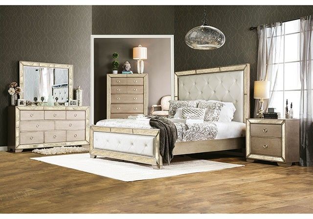 Furniture of America® Loraine 5-Piece Champagne Queen Bedroom Set