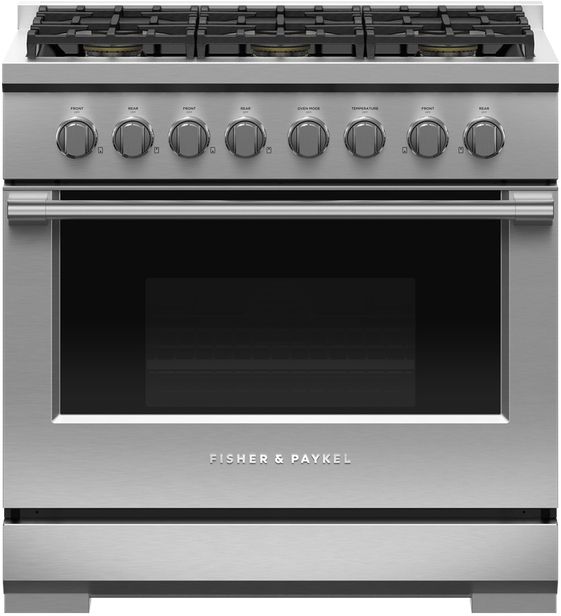 Fisher & Paykel Series 7 36" Stainless Steel Pro Style Liquid Propane Gas Range-0