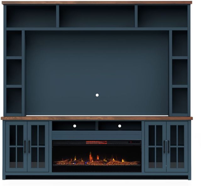 Legends Furniture Inc. Nantucket Blue Denim and Whiskey S-Fireplace Center 0
