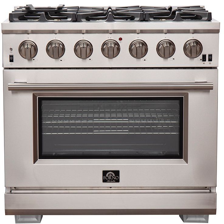 FORNO® Alta Qualita 36" Stainless Steel Pro Style Dual Fuel Natural Gas Range