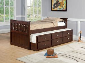 Donco Kids Cappuccino Twin Mission Captains Bed with Trundle