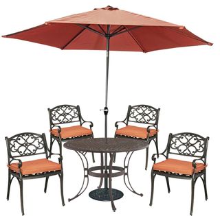homestyles® Sanibel 7 Piece Brown Outdoor Dining Set with Umbrella and Cushions
