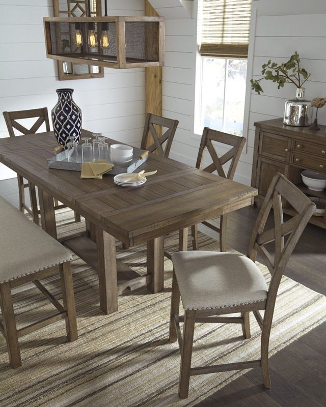 Signature Design by Ashley® Moriville Grayish Brown Counter Height Dining Table 6