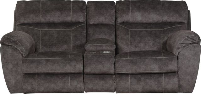 Catnapper® Sedona Smoke Power Reclining Lay Flat Console Loveseat with Storage and Cupholders