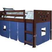 Donco Kids Circles Dark Cappuccino Twin Loft Bed with Blue Tent Kit