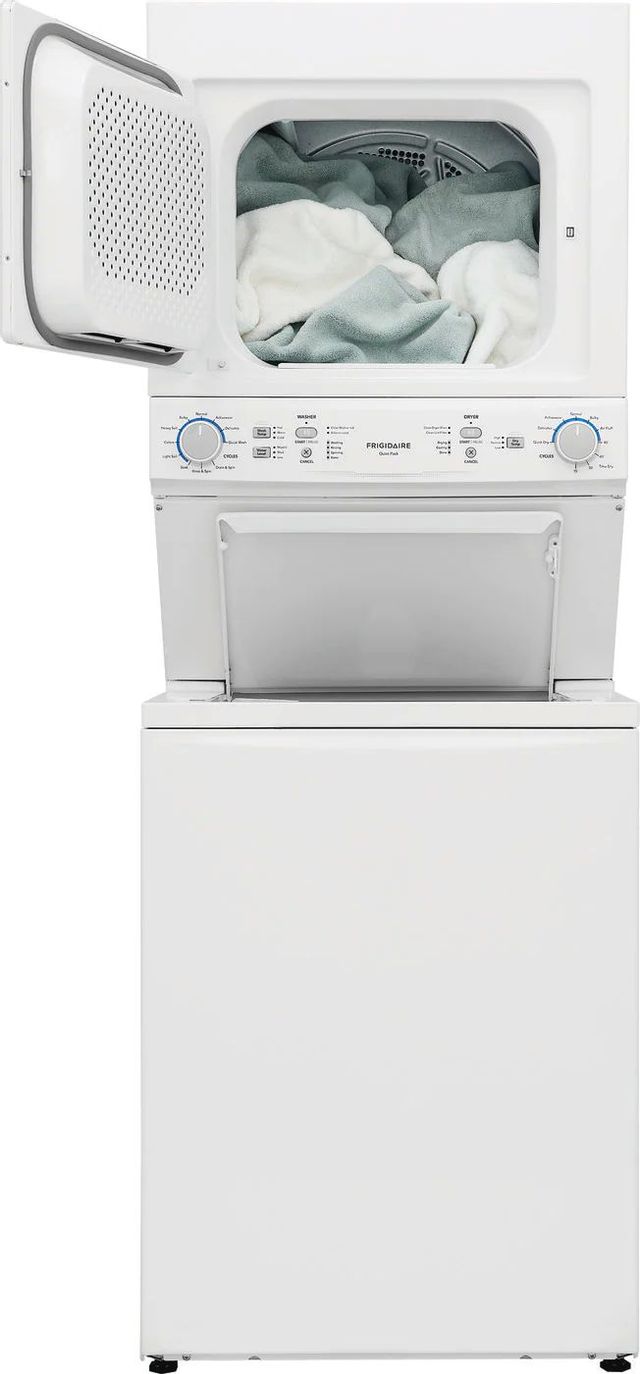 Frigidaire® 3.9 Cu. Ft. Washer, 5.5 Cu. Ft. Dryer White Stack Laundry 4