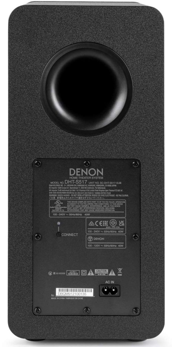 Denon® DHT-S517 Black Sound Bar with Subwoofer 4