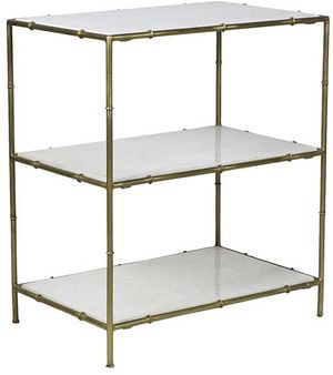 Blue Ocean Traders Brass/White Faux Bamboo Small Shelf