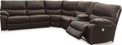 Signature Design by Ashley® Family Circle 3-Piece Dark Brown Right-Arm Facing Power Reclining Sectional with Console
