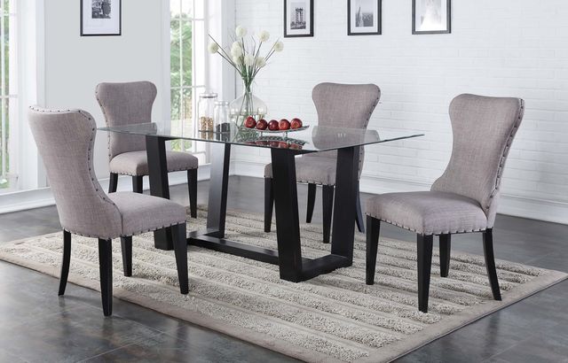 Winners Only® Encore Glass Top Dining Table with Ebony Base
