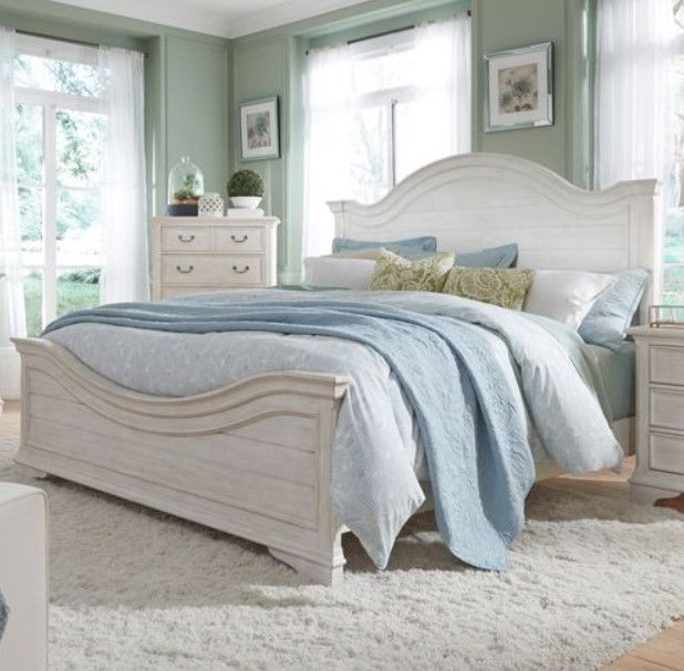 Liberty Bayside Antique White Queen Panel Bed 8