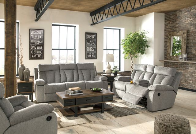 Signature Design by Ashley® Mitchiner Fog Reclining Sofa with Drop Down Table 6