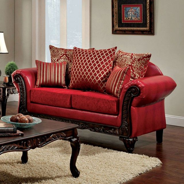 Furniture of America® Marcus Red Loveseat