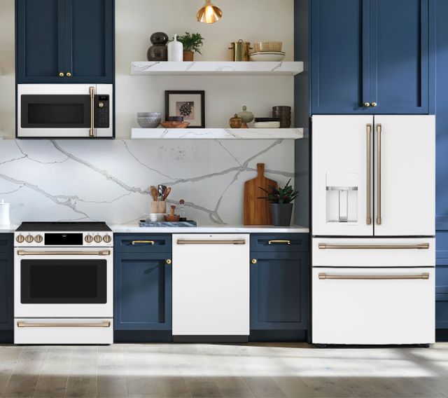 CAFE 4 Piece Kitchen Package with a 27.6 Cu. Ft. Capacity 4-Door French-Door Smart Refrigerator PLUS a FREE 10 Piece Luxury Cookware Set ($800 Value!)-0