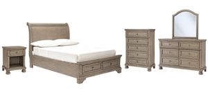 Signature Design by Ashley® Lettner 5-Piece Light Gray Full Sleigh Bed Set