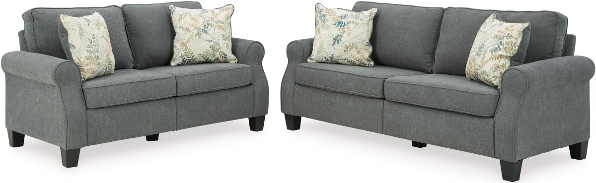 Signature Design By Ashley® Alessio 2-Piece Charcoal Sofa Set | Midwest ...