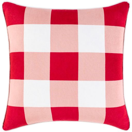 Surya Buffalo Plaid Bright Red 20" x 20" Toss Pillow with Down Insert