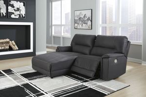 Signature Design by Ashley® Henefer 2-Piece Midnight Power Reclining Sectional with Chaise