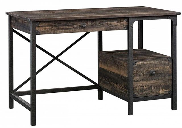 Carbon Oak Finish Sauder Steel River Side Table 23.11 22.44 x W 21.65 x H L 