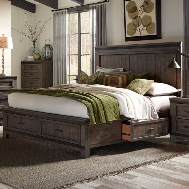 Liberty Furniture Thornwood Hills Rock Beaten Gray King Two Sided Storage Bed-0