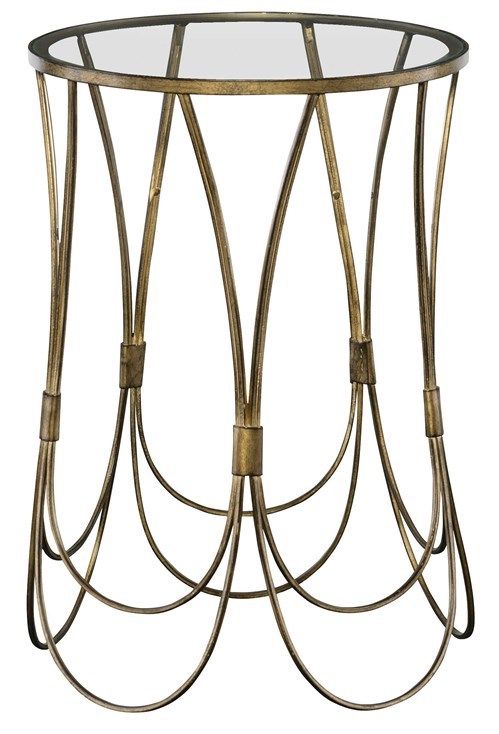 Uttermost® Kalindra Glass Top Accent Table with Antique Gold Base-0