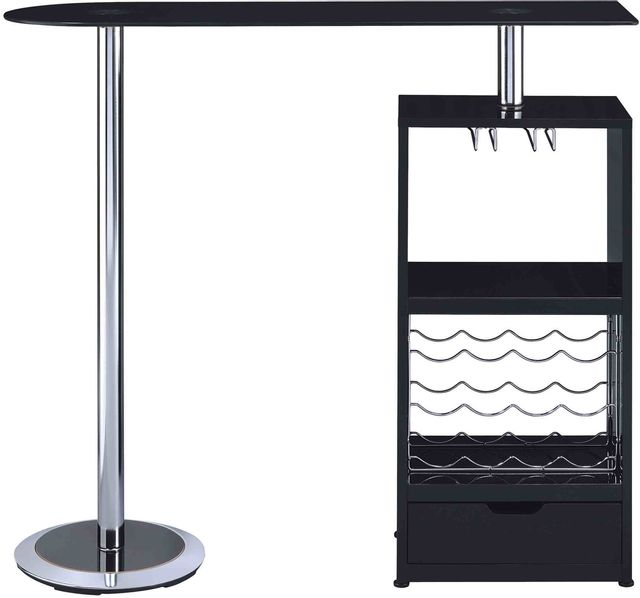 Coaster® Koufax Glossy Black 1-Drawer Bar Table-1