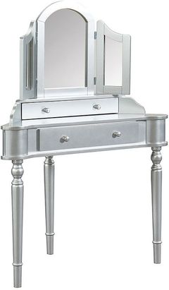 Furniture of America® Kasey Silver Vanity with Stool