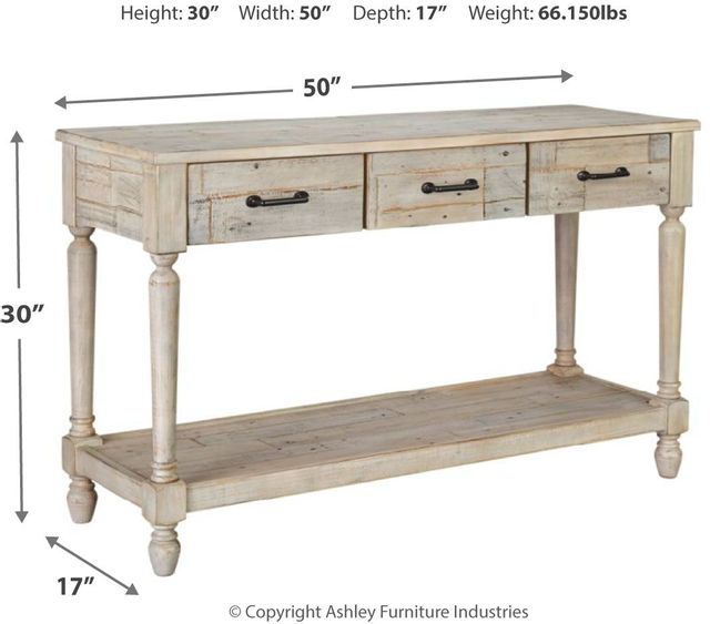 Signature Design by Ashley® Shawnalore Whitewash Sofa Table 3