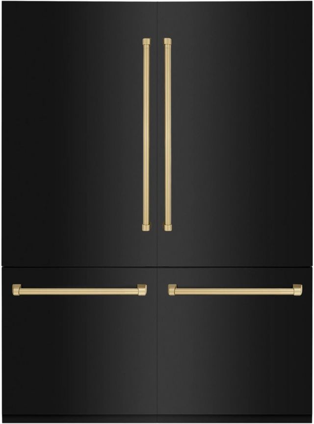 ZLINE Autograph Edition 60 In. 32.2 Cu. Ft. Black Stainless Steel Built In French Door Refrigerator