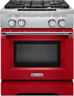 KitchenAid® 30" Signature Red Commercial Style Free Standing Dual Fuel Range