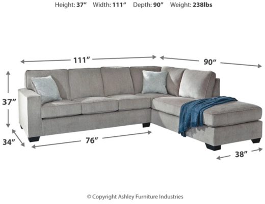 Signature Design By Ashley® Altari 2-Piece Alloy Sectional With Chaise ...