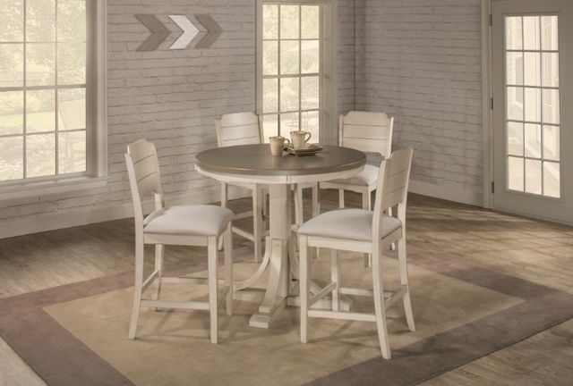 Hillsdale Furniture Clarion 5-Piece Distressed Gray/Fog Gray Counter Height Dining Set-0
