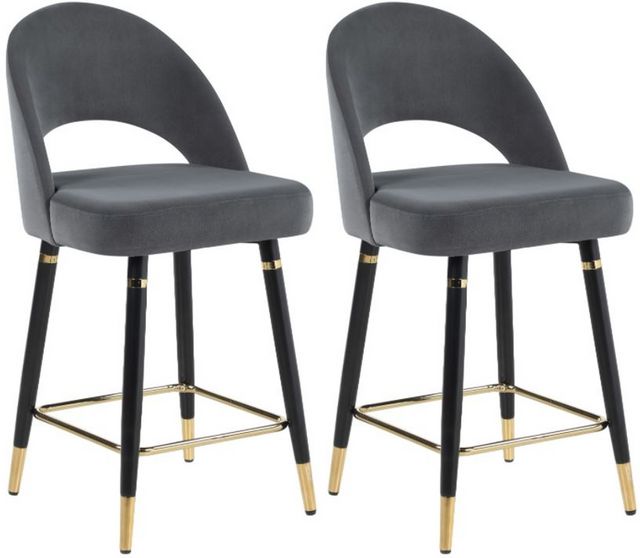 Coaster® Lindsey 2-Piece Grey Arched Back Upholstered Counter Stools ...