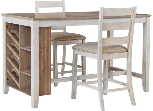 Signature Design by Ashley® Skempton 3 Piece White/Light Brown Counter Height Dining Set
