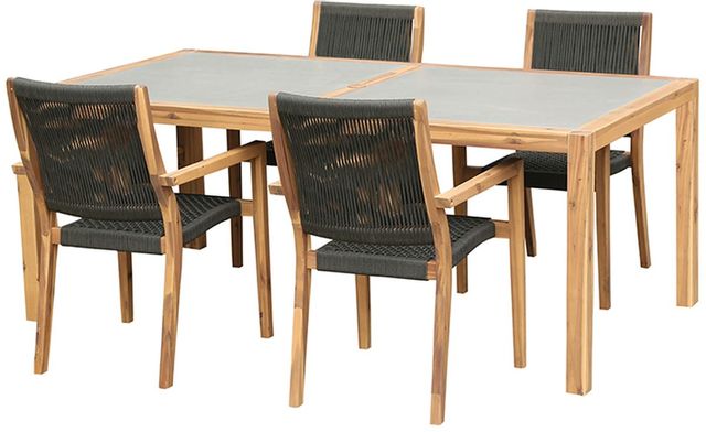 Armen Living Sienna and Madsen 5-Piece Acacia Outdoor Dining Set