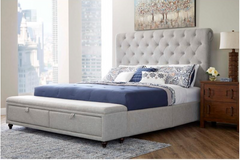 Lane Sheridan Grey King Upholstered Bed with Storage Footboard