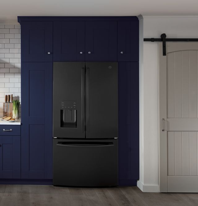 GE® 25.6 Cu. Ft. High-Gloss Black Freestanding French Door Refrigerator 9