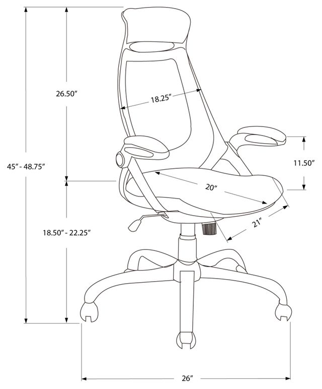 Chaise de bureau en tissu noir Monarch Specialties® 2