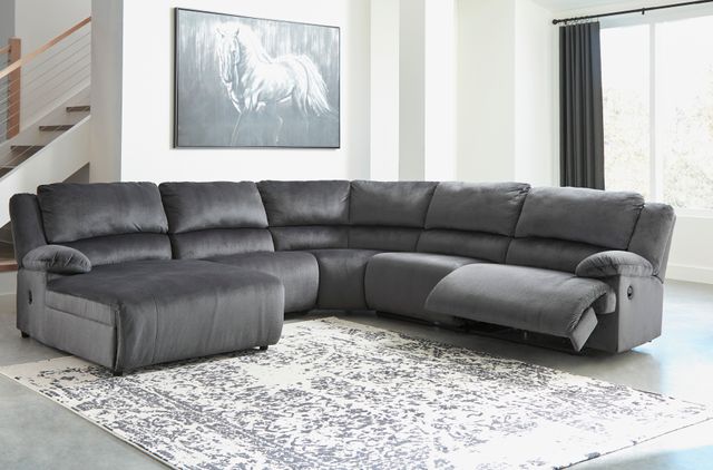 Signature Design by Ashley® Clonmel 5-Piece Charcoal Reclining Sectional with Armless Chairs-1